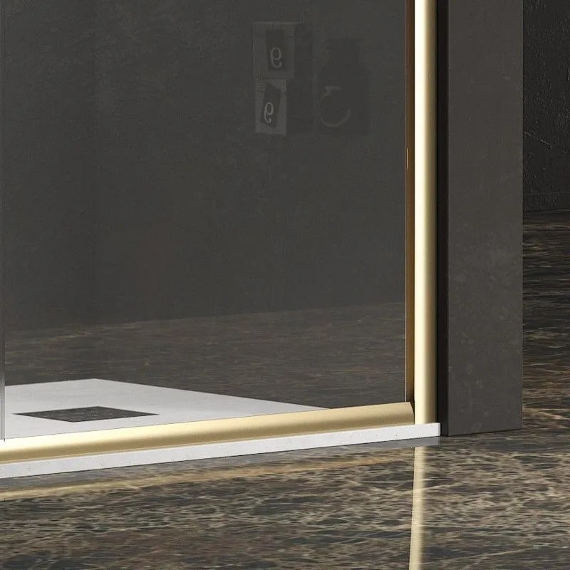 Kamalu - Box doccia angolare 70x100 oro opaco scorrevole | KE-4000G