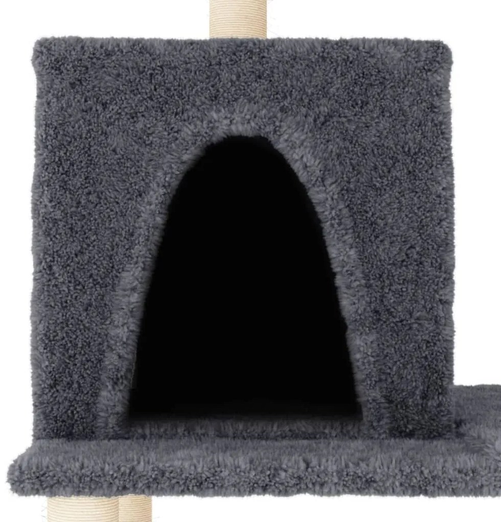 Albero per gatti con tiragraffi in sisal grigio scuro 167 cm