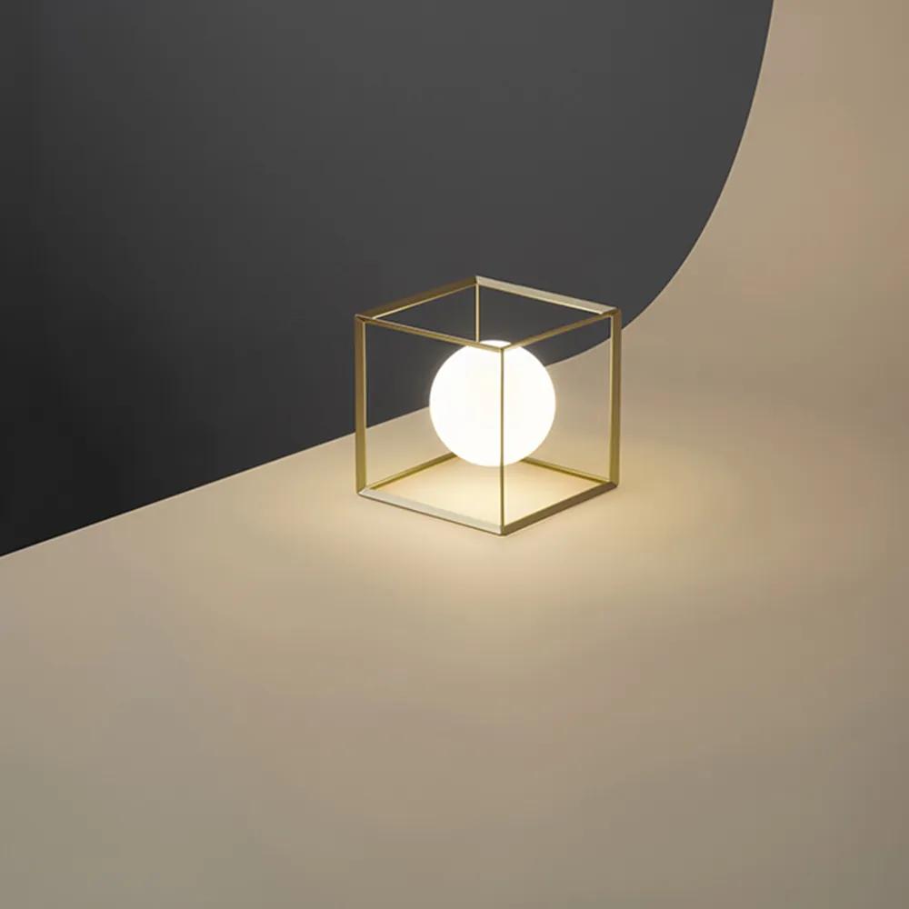 Lampada Da Scrivania In Metallo Industrial Cube Oro 1 Luce