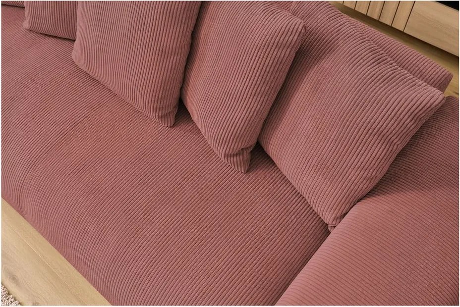 Divano in rosa chiaro con rivestimento in velluto a coste 280 cm Voltaire – Bobochic Paris