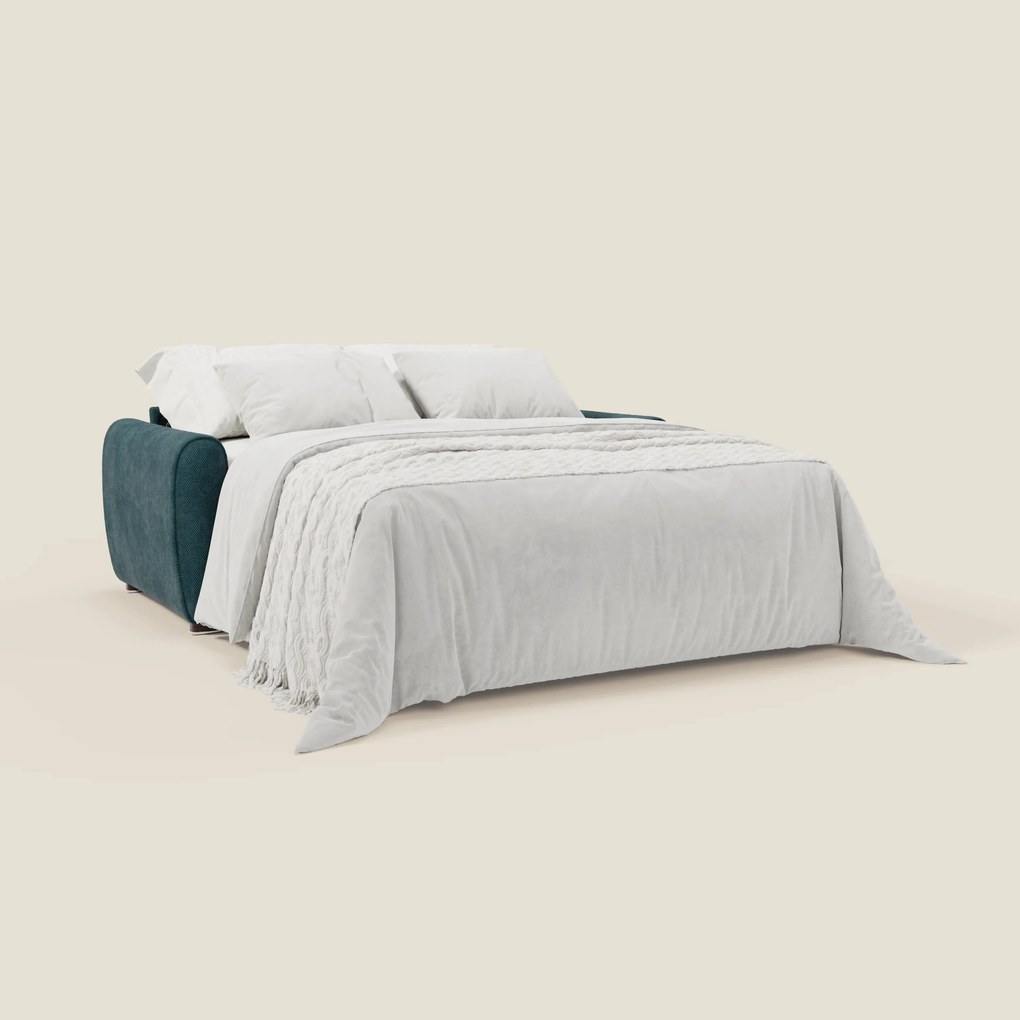 Kaleo Divano letto moderno con materasso H17 cm - in raffinato tessuto impermeabile T26 petrolio