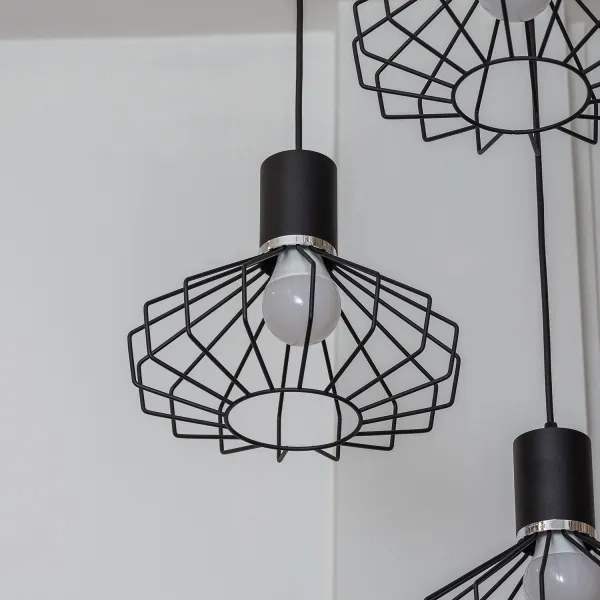 Lampadario a sospensione con cavo SOLANO 3xE27/15W/230V nero/cromo lucido