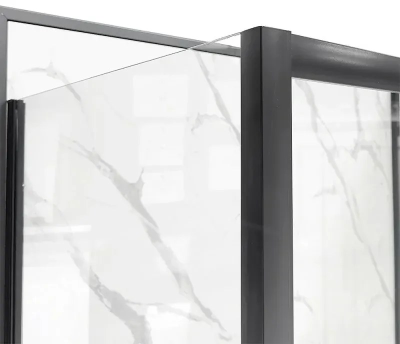 Box doccia angolare 80x140 cm scorrevole con profilo nero opaco Tay