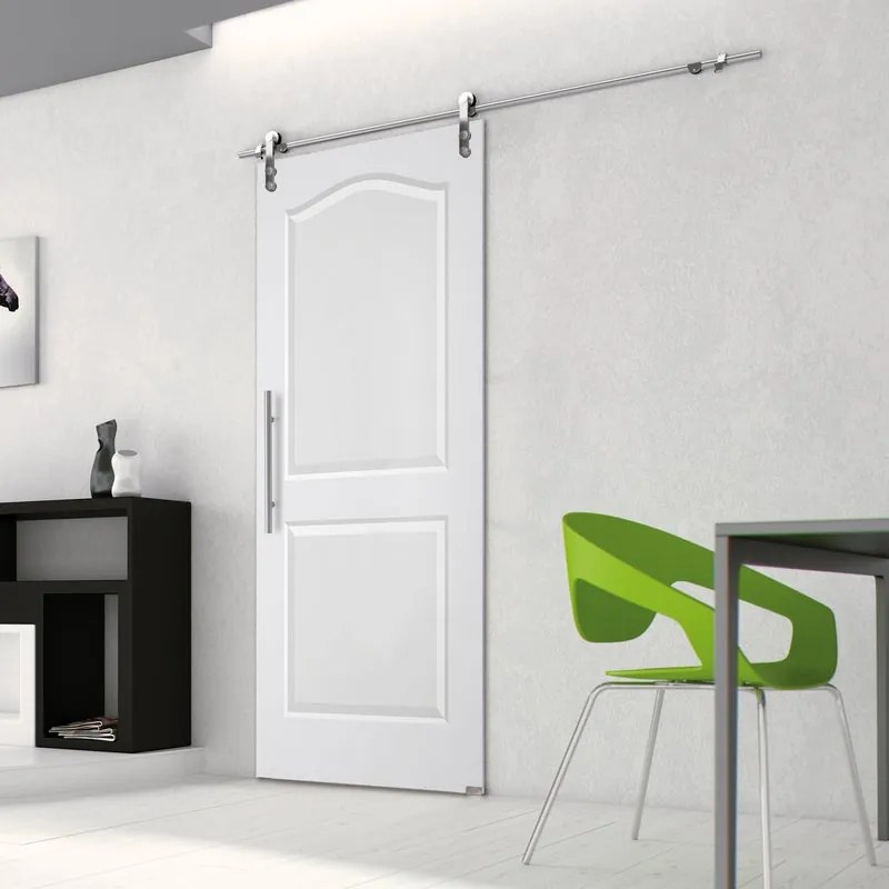 Porta scorrevole Ipanema in inox bianco, L 88 x H 215 cm, con binario Lux Destra