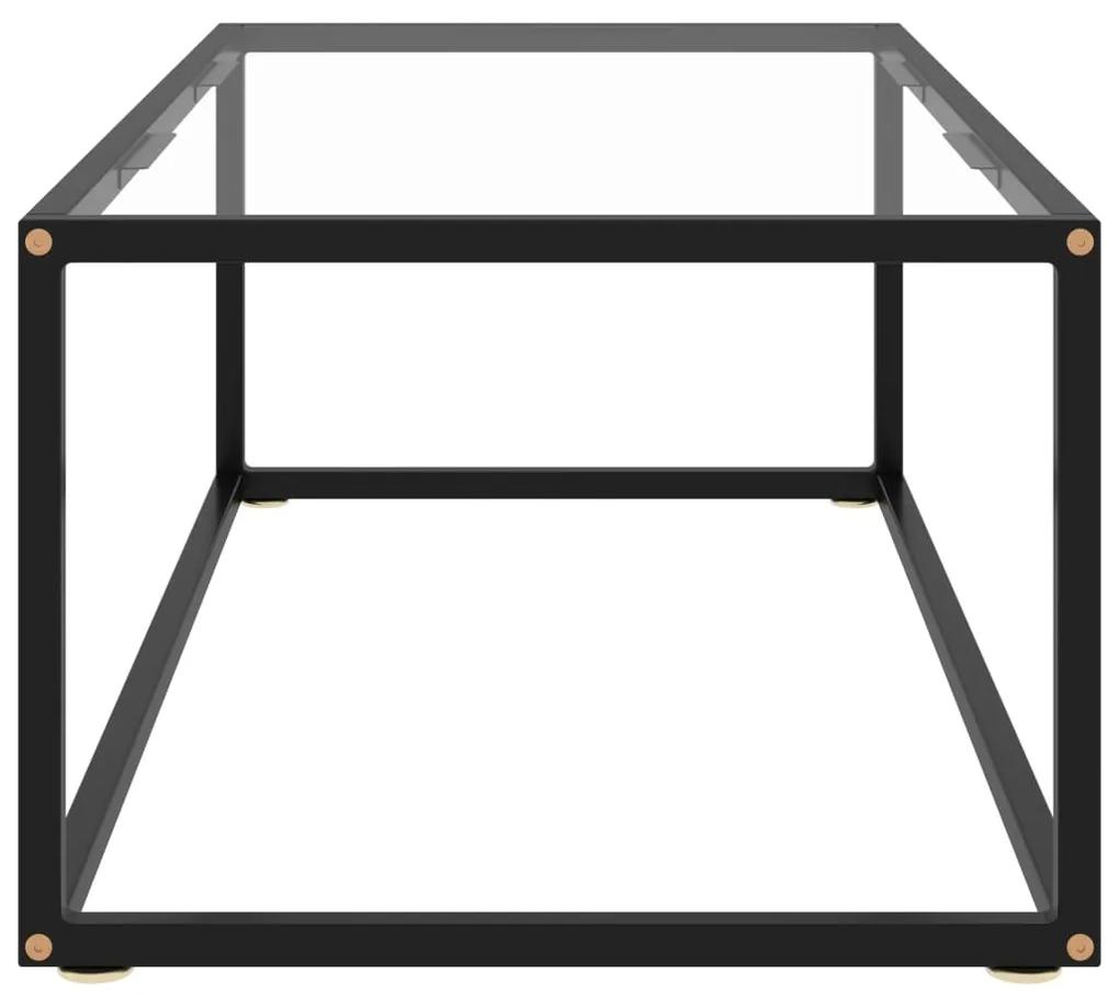 Tavolino da salotto nero con vetro temperato 100x50x35 cm