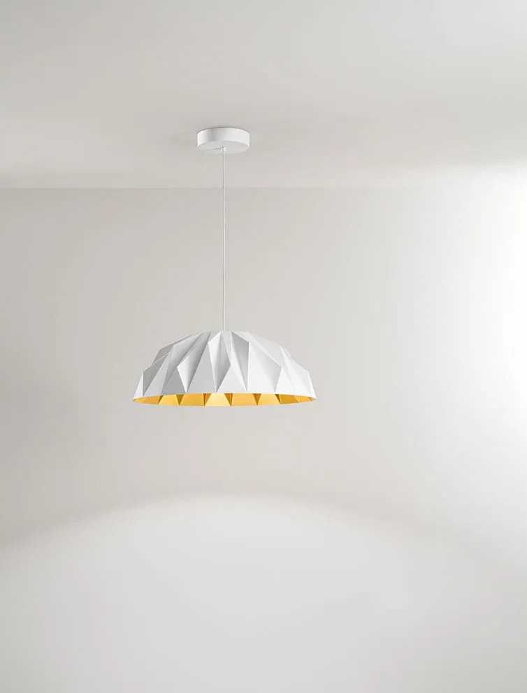Perenz Prisma - sospensione acrilico geometrica Ø56 cm disponibile nei colori bianco opaco + oro e nero opaco + oro