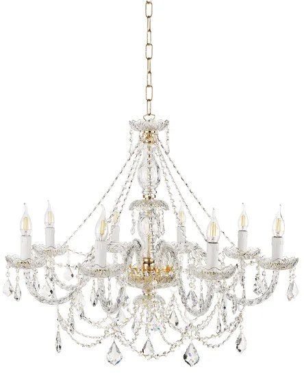 Lampadario a sospensione OPERA D84 cm in vetro lavorato a mano 8 LUCI ORO