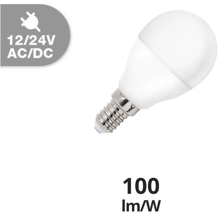 Lampadina LED E14 6W 12/24V AC/DC G45 Colore Bianco Naturale 4.000K