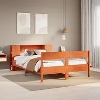 Letto Libreria senza Materasso Marrone Cera 140x200 cm in Pino 3322950