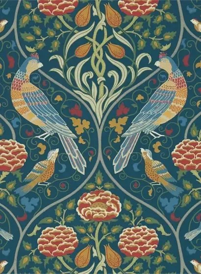 Morris & Co Carta da parati Seasons by May - Indigo