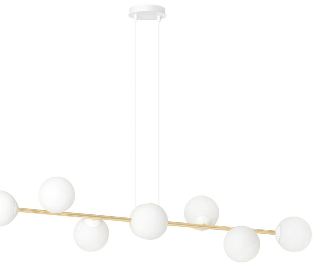 Lampadario a sospensione GRAVITY 8 Nero/Bianco e Oro 8xE14