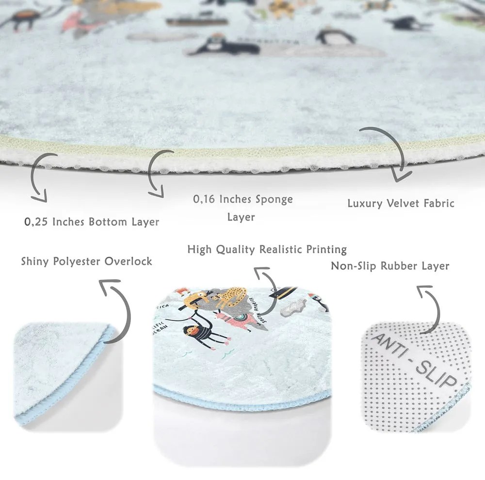 Tappeto azzurro per bambini ø 120 cm Comfort - Mila Home