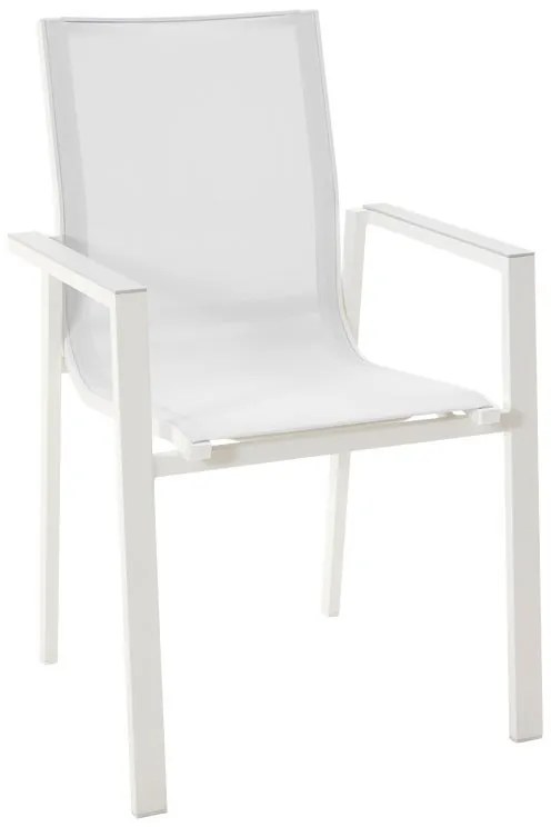 Sedia da giardino in alluminio con braccioli Odyssea Gamma NATERIAL, seduta in textilene bianco