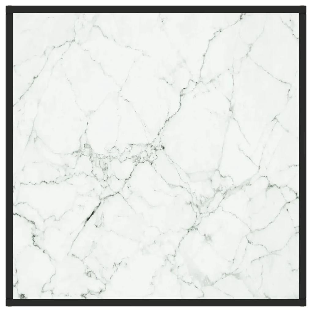 Tavolino da salotto nero con vetro marmo bianco  80x80x35 cm