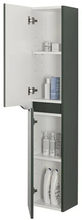Pensile bagno sospeso 150 H verde con ripiani regolabili Maiori/Minori
