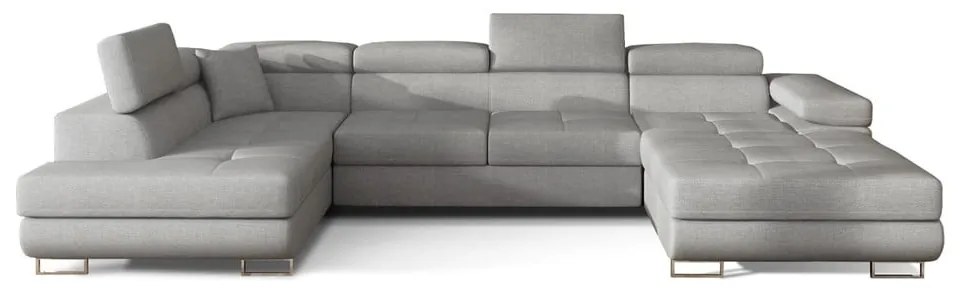 Divano angolare grigio chiaro allungabile/con contenitore (con penisola a sinistra/a U) Rodrigo – ELTAP