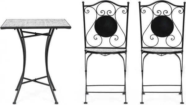 Set Tavolino e 2 Sedie Pieghevoli da Giardino Erice in Acciaio...