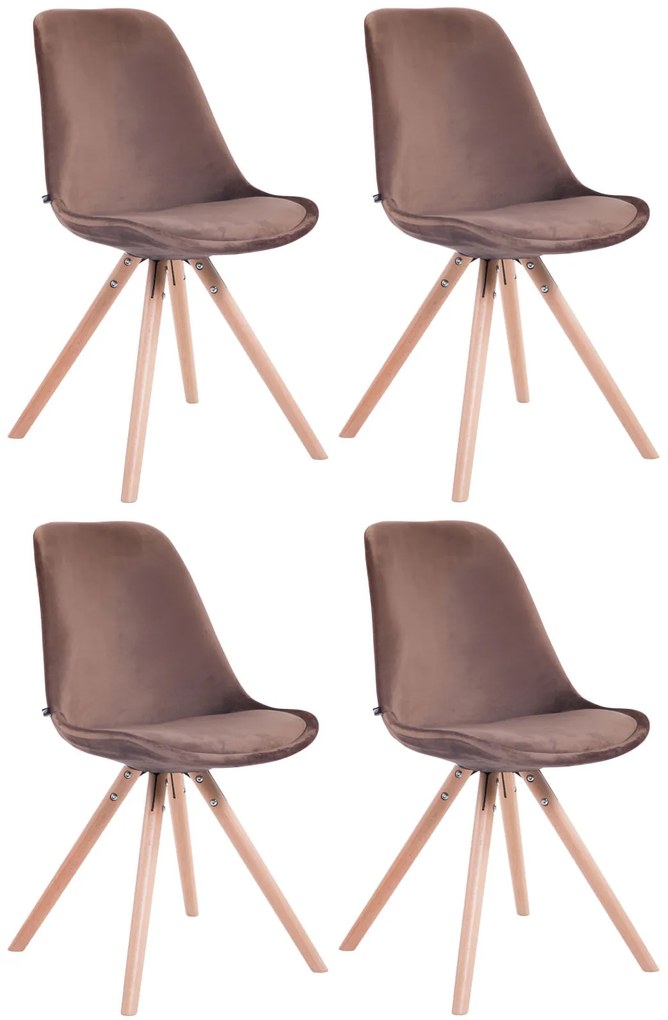 Set Di 4 Sedie Toulouse İn Velluto Rotonde / Braun / Natura