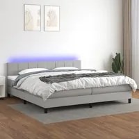 Letto a Molle Materasso e LED Grigio Chiaro 200x200 cm Tessuto cod mxl 53058