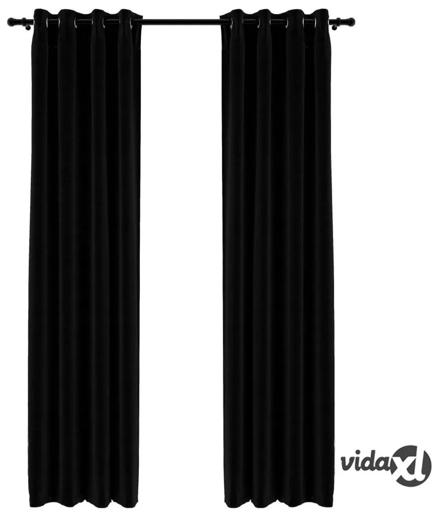 vidaXL Tende Oscuranti Effetto Lino con Occhielli 2pz 140x245cm Nere