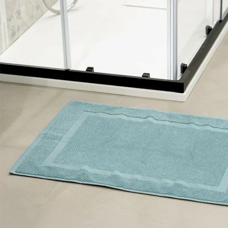 Tappeto scendi doccia 100% cotone verde acqua 45x64 cm