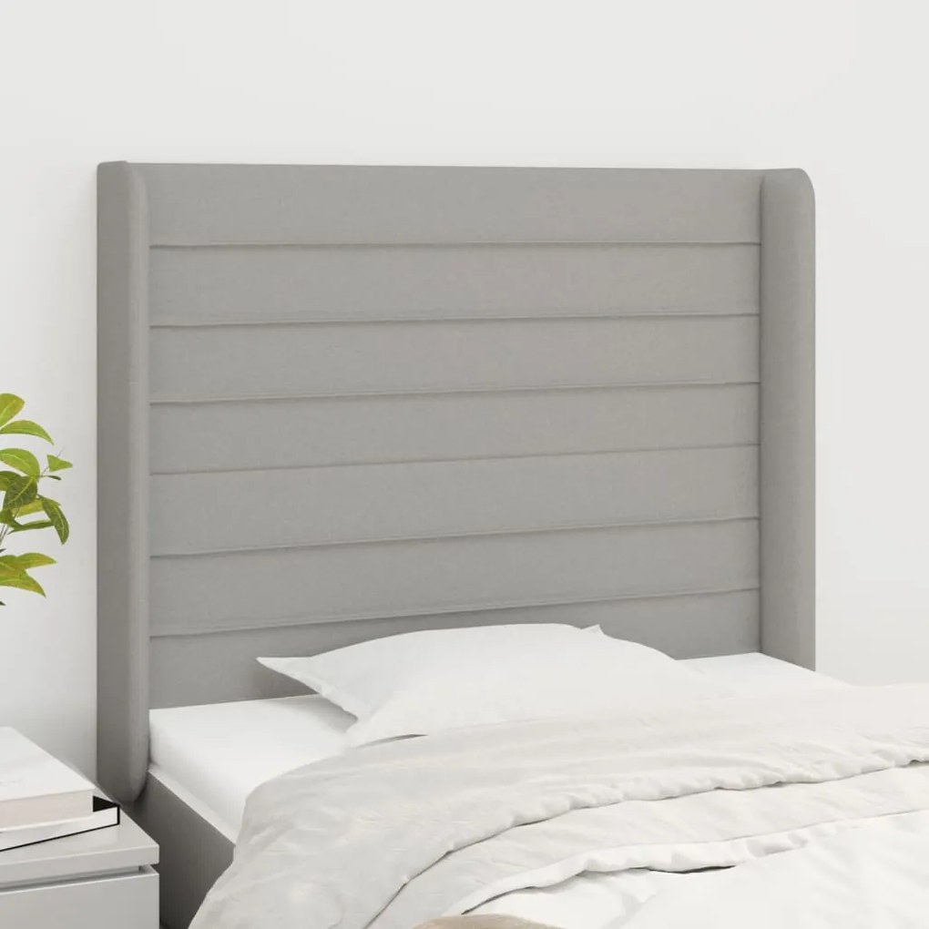 Testiera Ad Orecchio Grigio Chiaro 103x16x118/128 Cm İn Tessuto /
