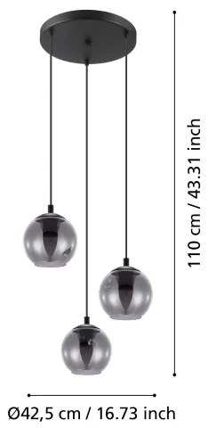 Eglo 98653 - Lampadario a sospensione con filo ARISCANI 3xE27/40W/230V