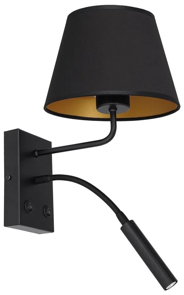 Lampada da parete ARDEN 1xE27/60W + 1xG9/8W nera/oro