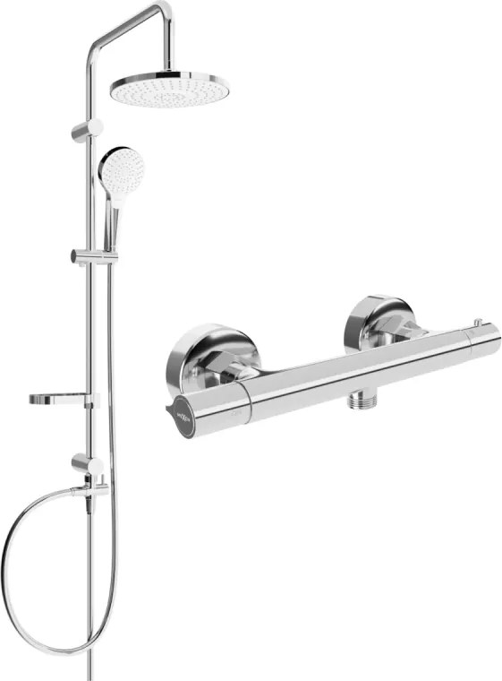 Mexen Erik set doccia esterno con soffione e miscelatore termostatico Slim, cromo - 77105205-00