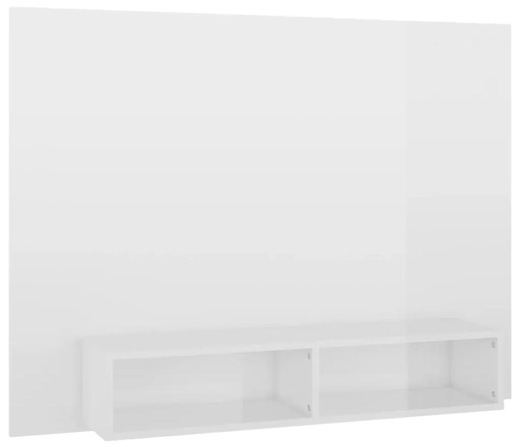 Mobile TV a Muro Bianco Lucido 120x23,5x90 cm Legno Multistrato