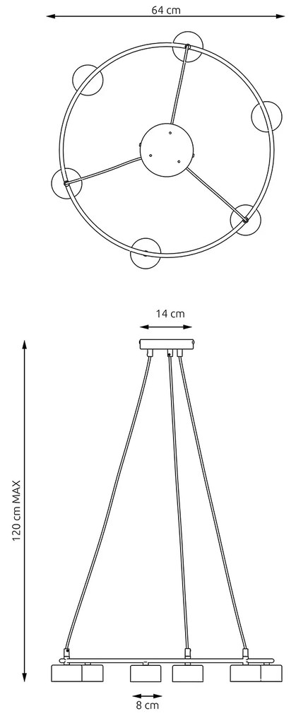Lampadario Moderno 6 Luci Odin In Acciaio Bianco Ad Anello E Cilindri