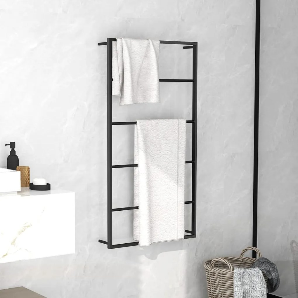 Portasciugamani Nero 60x10x116 Cm İn Acciaio /