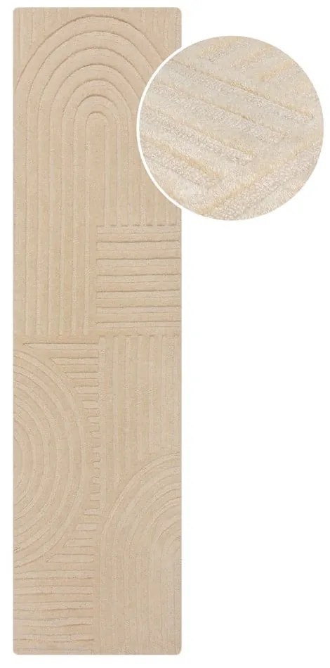 Tappeto beige in lana 60x230 cm Zen Garden - Flair Rugs