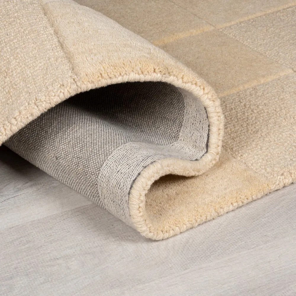 Tappeto beige in lana tessuto a mano 300x400 cm Checkerboard – Flair Rugs