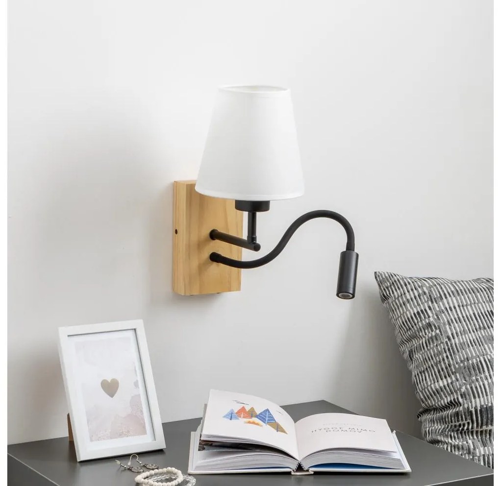 Brilagi - Applique a LED NUBILA WOOD 1xE27/25W/230V + LED/3W quercia/bianco