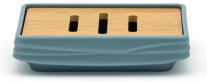 Accessori bagno in set da 3 pezzi in abs turchese cobalto linea Wave