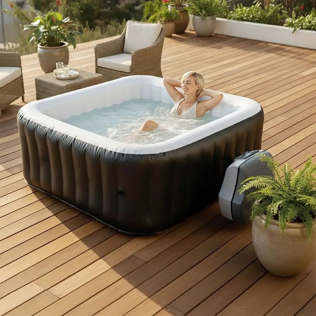 Vasca Idromassaggio Piscina Spa Gonfiabile Armonia 4 Adulti 682 L in PVC Grigio...