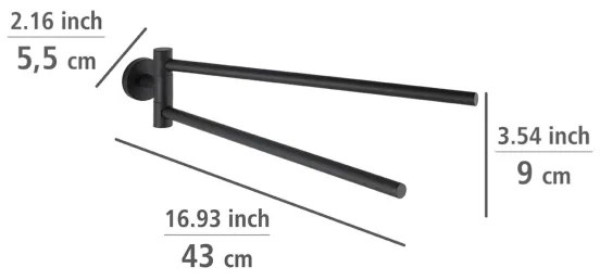 WENKO 24238100-Porta asciugamani BOSIO BLACK 5,5x43 cm acciaio inox/argento