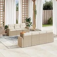 Set Divano da Giardino 8 pz con Cuscini Beige in Polyrattan 3224028