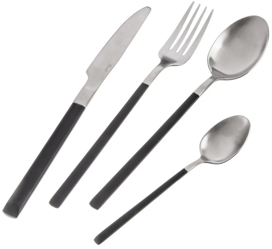 Posate nere/argentate in acciaio inox 24 pz Skandi – Orion