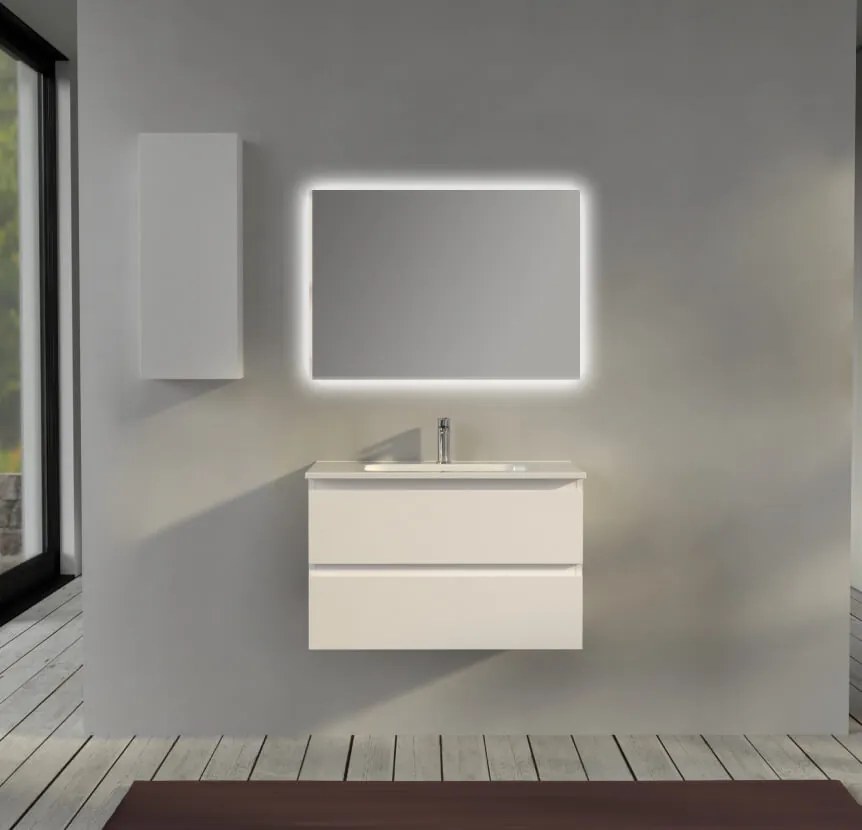 Mobile da bagno sospeso 80 cm Bianco opaco - Sofia