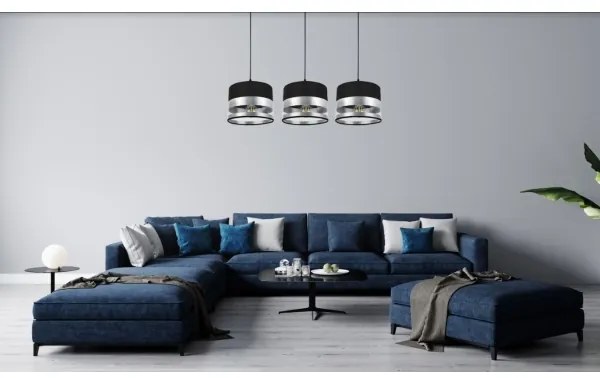 Lampadario su filo MILO 3xE27/60W/230V argento/nero