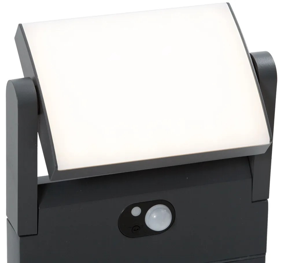 Lampada da esterno da palo grigio scuro con sensore di movimento 60cm IP54 solare - Judge