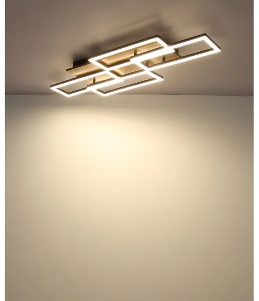 Globo 67359-40 - Lampada da soffitto LED dimmerabile JEFFRY 40W/230V 32,5 x 87,5 cm marrone/nero + telecomando