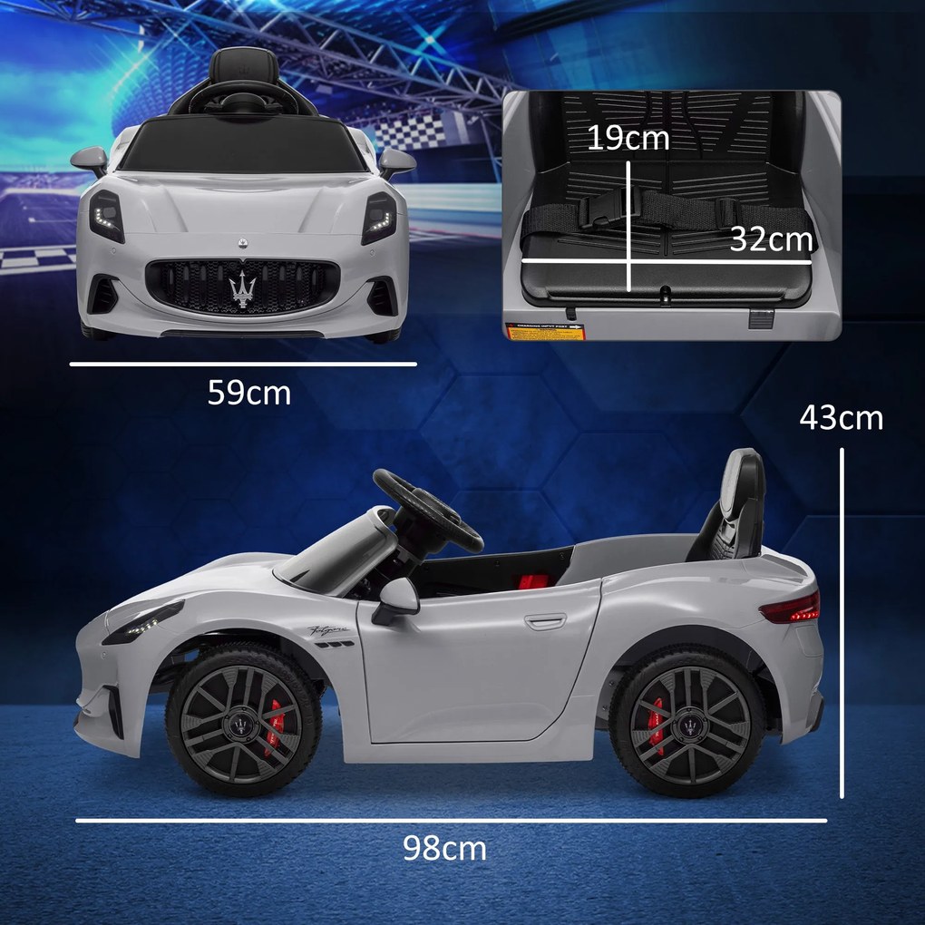 Macchina Elettrica per Bambini con Licenza Maserati Gran Turismo Folgore 12V Grigio...