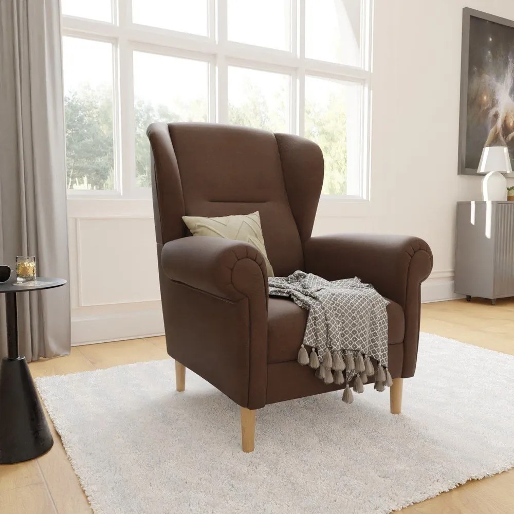 Poltrona con braccioli marrone scuro Swan – Ropez