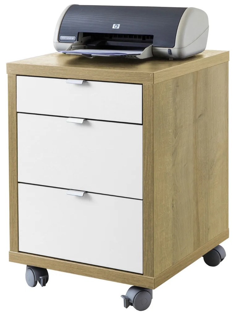 Cassettiera 3 cassetti 45x61.5 Rovere riviera e Bianco matt - Pratico