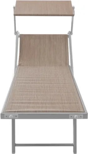 Lettino Prendisole In Alluminio E Textilene 61x186x40 Cm Pool Telo Beige