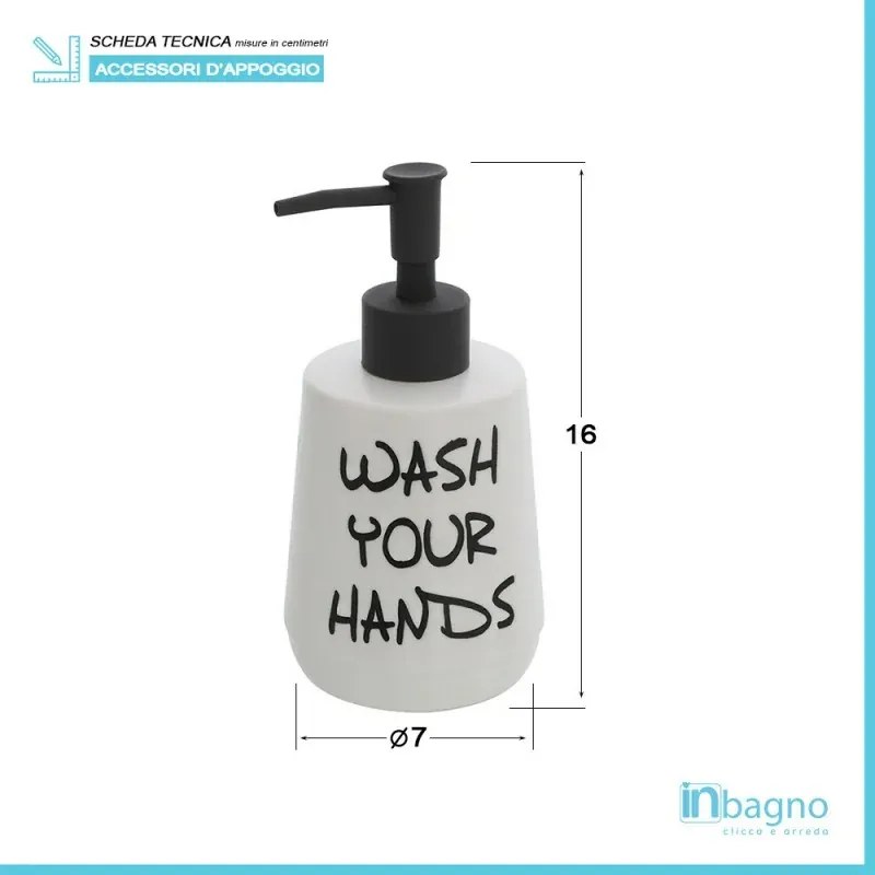 Set accessori linea Wash con 2 dispenser e bicchiere portaspazzolini bianco