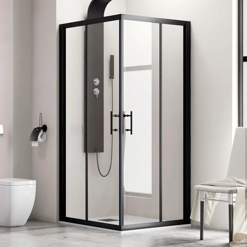 Box doccia 140x100cm finitura nera mat modello KF1000B - KAMALU